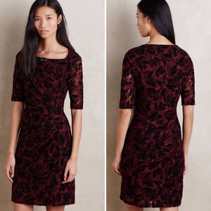 Anthropologie Maeve Elorn Black and Red Lace Dress